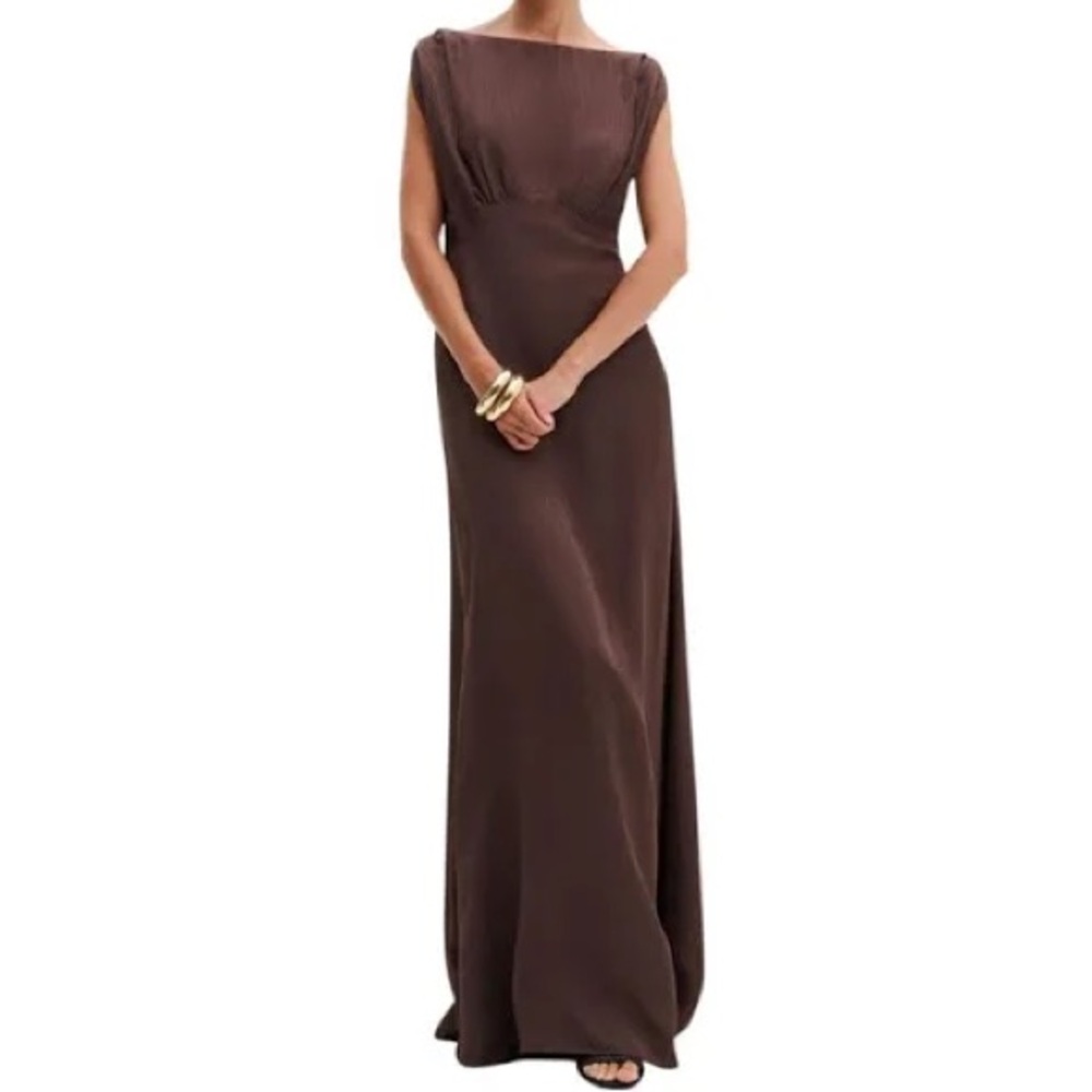 Malina Jacqueline Jacquard Scarf Detailed dress brown